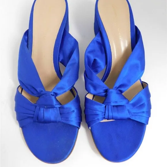 New Gianvito Rossi Royal Blue Satin Strappy Slide Heels Italy 40