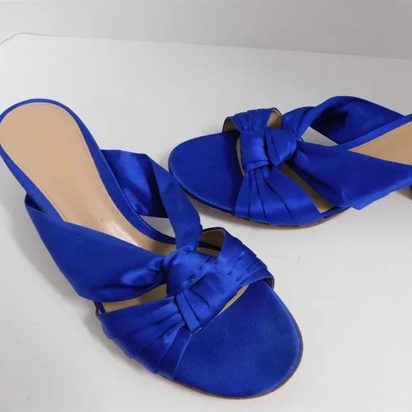 New Gianvito Rossi Royal Blue Satin Strappy Slide Heels Italy 40