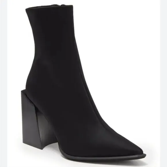 New Jeffrey Campbell Happy Hour Pointed Toe Stretch Black Boot high heels ankle