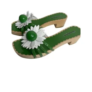 NEW Jeffrey Campbell X Free People Blossoms Wooden Sandal Size 6 Green