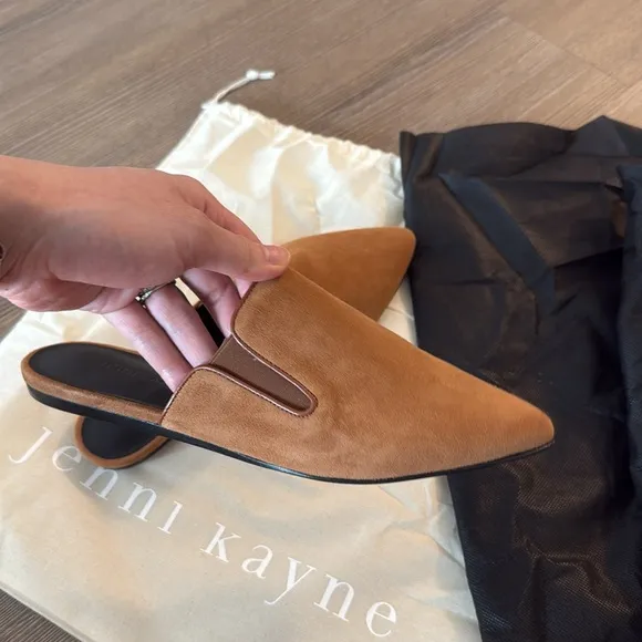 New Jenni kayne suede mules in brown
