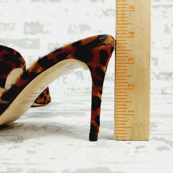 NEW L'AGENCE Lolita Open Toe Leopard Print Leather Slip On High Heeled Mule O179