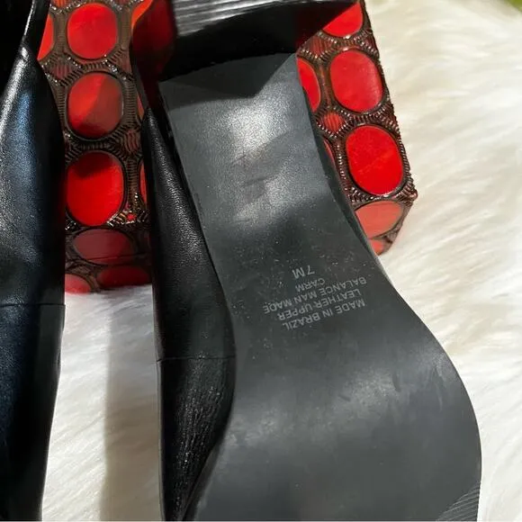 NEW Liz Claiborne Leather Square Toe High Heel Slides Mules Black Sz 7 Y2K NWOB