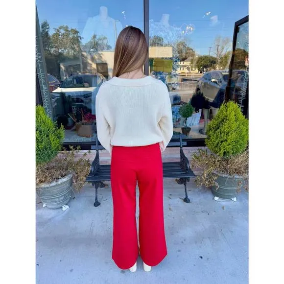 NEW MAC dream wide leg pocket jeans in red