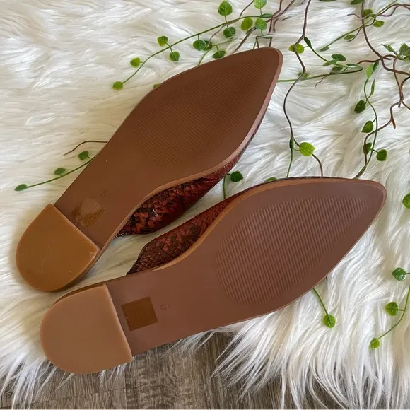 NEW | Madewell The Emilia Mule in Snake Embossed Leather Pointed Toe Size 6