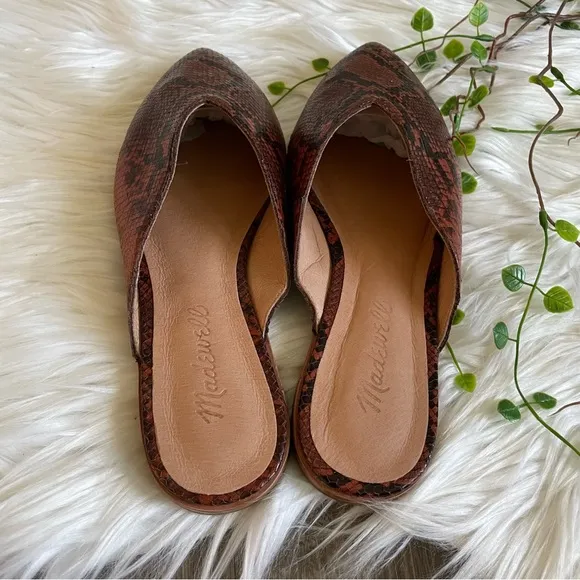 NEW | Madewell The Emilia Mule in Snake Embossed Leather Pointed Toe Size 6