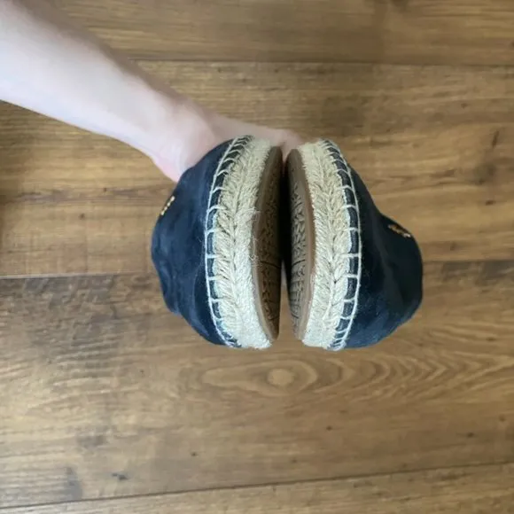 NEW Michael Kors Navy Suede Leather Espadrille Slip On Mules