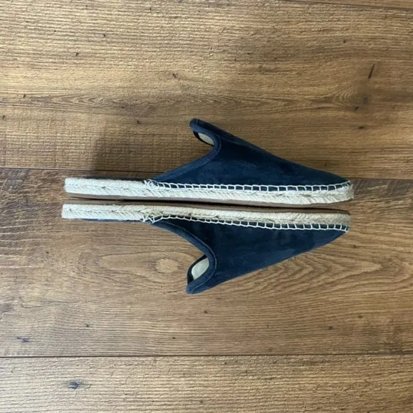 NEW Michael Kors Navy Suede Leather Espadrille Slip On Mules