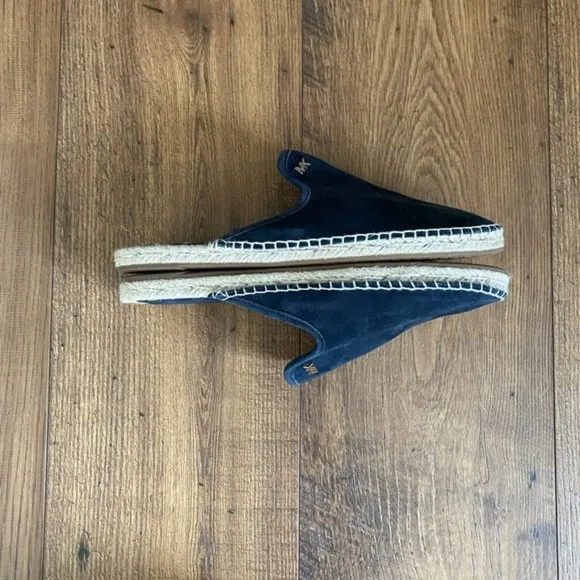 NEW Michael Kors Navy Suede Leather Espadrille Slip On Mules