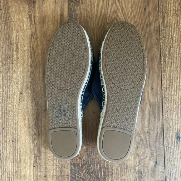 NEW Michael Kors Navy Suede Leather Espadrille Slip On Mules