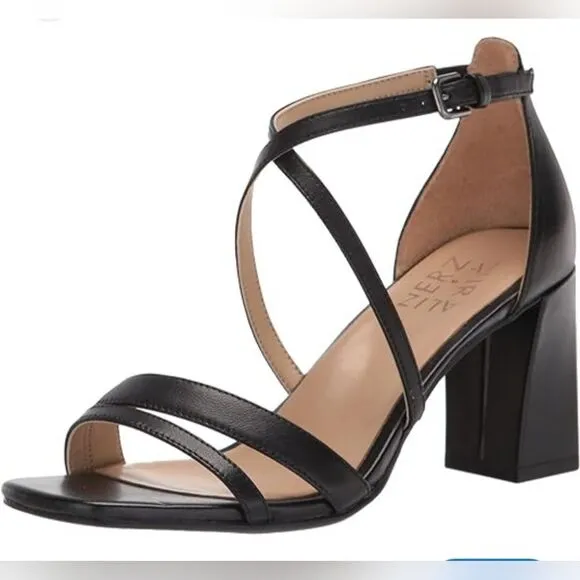 New Naturalizer Strappy High Block Heel Tiff Black Cris Cross Leather size 10