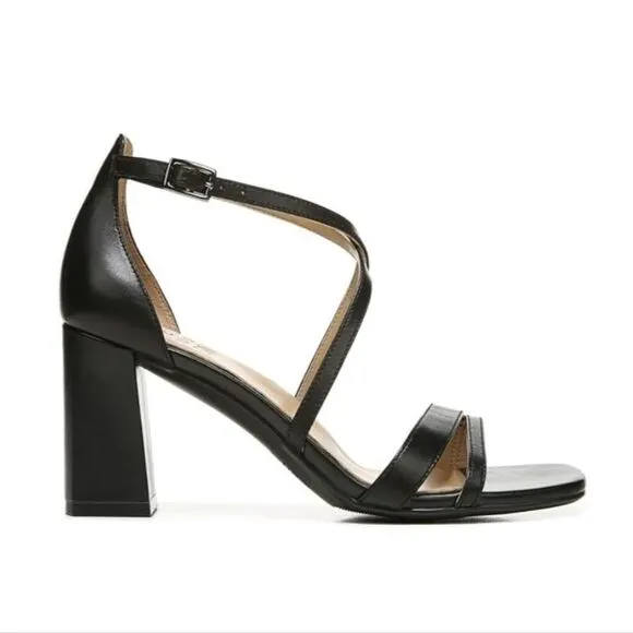 New Naturalizer Strappy High Block Heel Tiff Black Cris Cross Leather size 10
