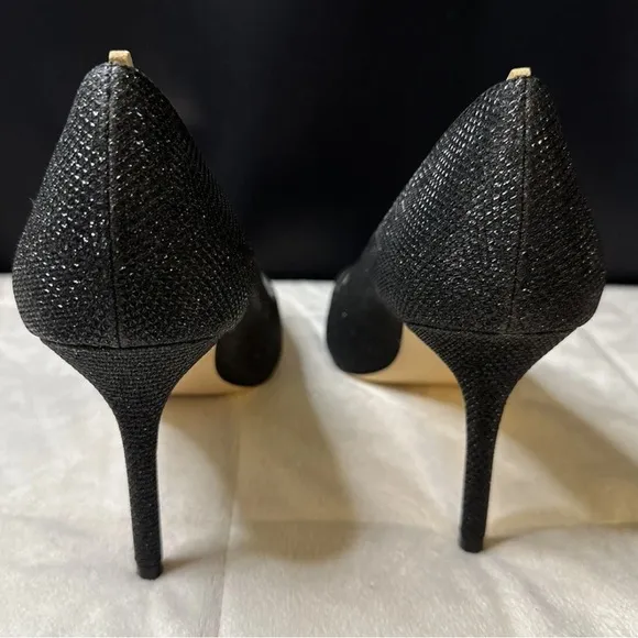 New Nina New York 85-YF Classic Black Metallic Glitter Textured Heels 9.5M