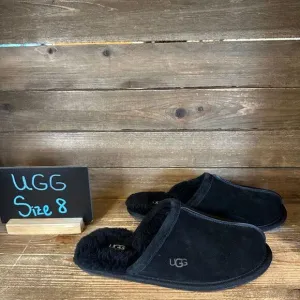 New NWOB Womens‎ UGG Pearle Black Suede Slip On Lined Mules Slippers Size 8 M