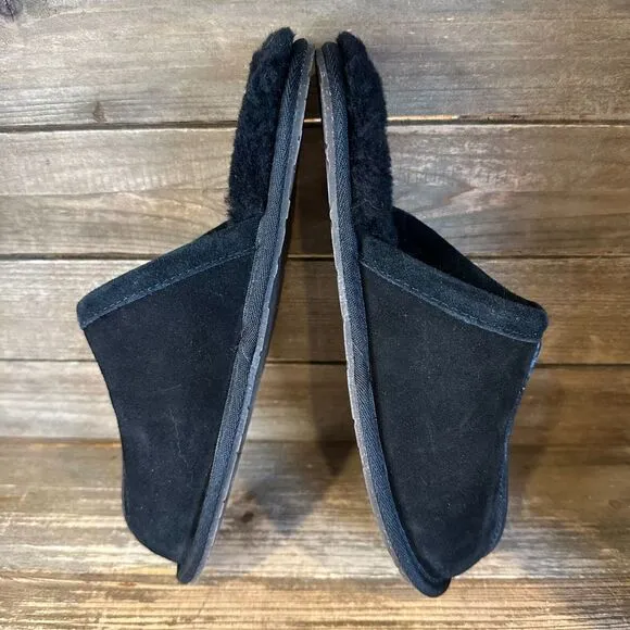 New NWOB Womens‎ UGG Pearle Black Suede Slip On Lined Mules Slippers Size 8 M