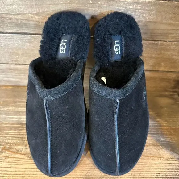 New NWOB Womens‎ UGG Pearle Black Suede Slip On Lined Mules Slippers Size 8 M
