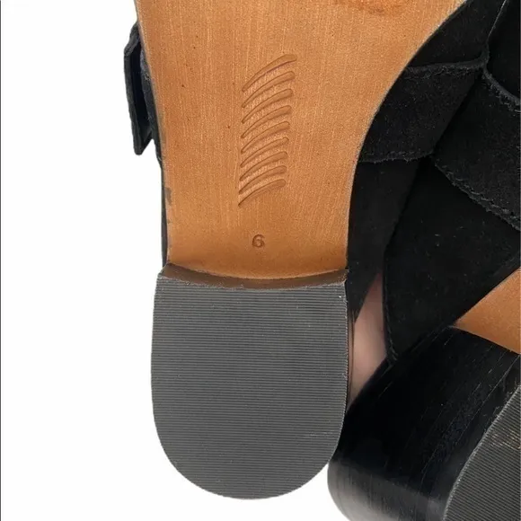NEW Paige Kensington Western Cowgirl Black Suede Buckle Mules Booties‎ 6