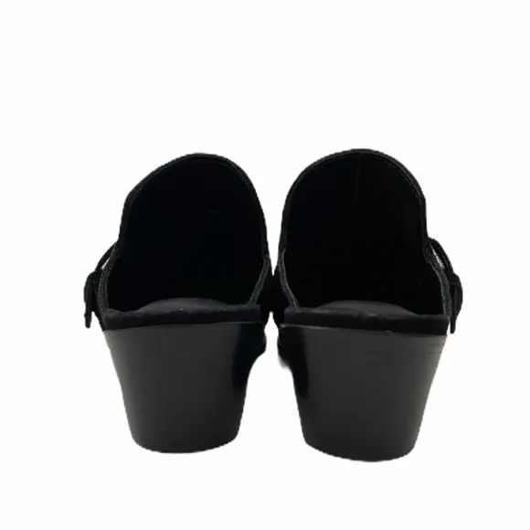 NEW Paige Kensington Western Cowgirl Black Suede Buckle Mules Booties‎ 6