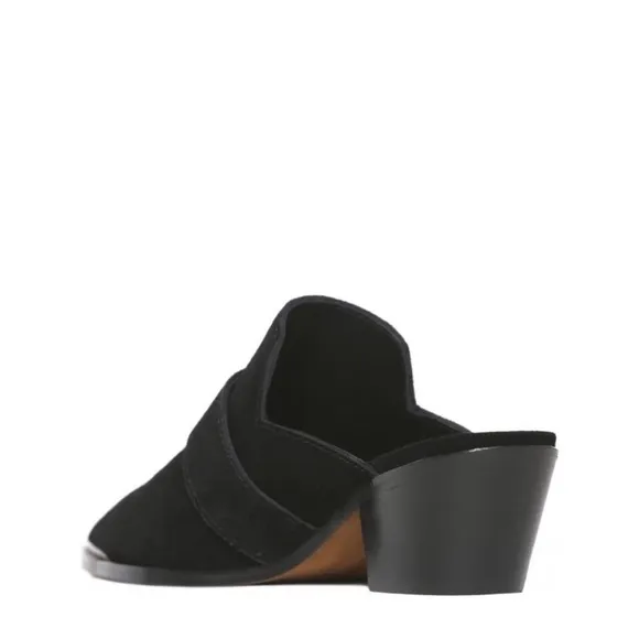 NEW Paige Kensington Western Cowgirl Black Suede Buckle Mules Booties‎ 6