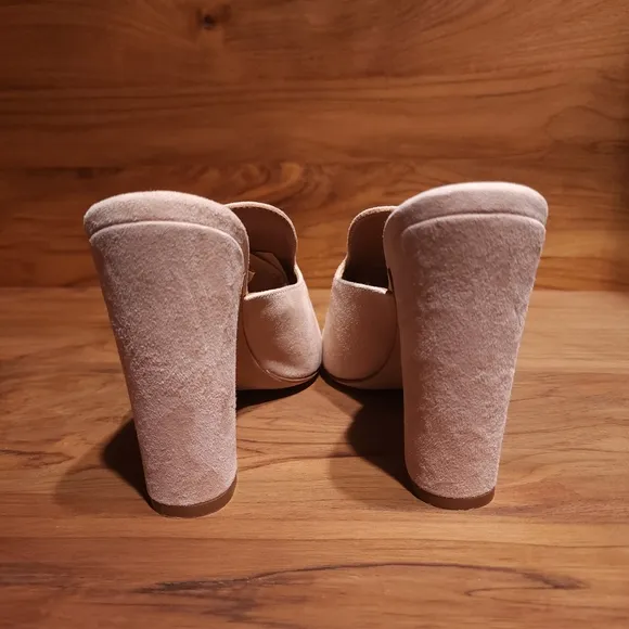 NEW - PARIS TEXAS Light Pink Suede Heeled Mules, made in Italy, size 39½