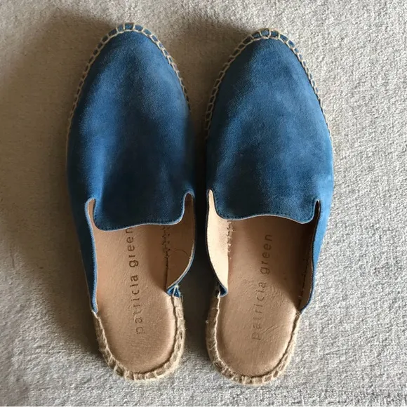 NEW patricia green Blue Espadrille Mules Flats Womens Shoes