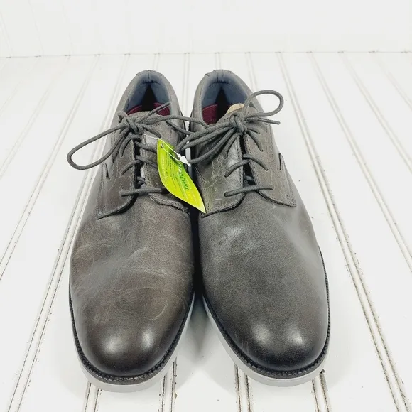 New Rockport TMDS Plain Toe Grey Leather Lace Up Oxfords C788