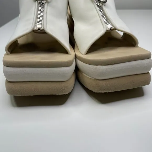 New Stella McCartney Women's White &amp; Beige Wedge Scuba Platform Slides US Size 8