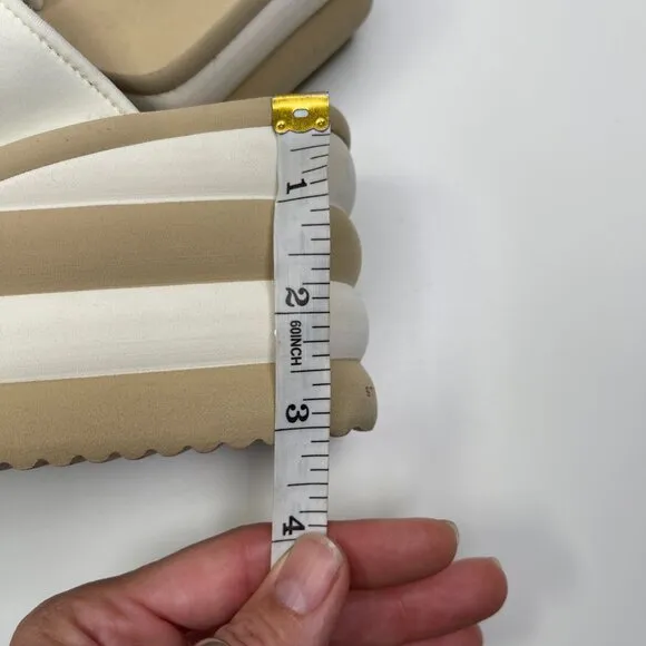 New Stella McCartney Women's White &amp; Beige Wedge Scuba Platform Slides US Size 8