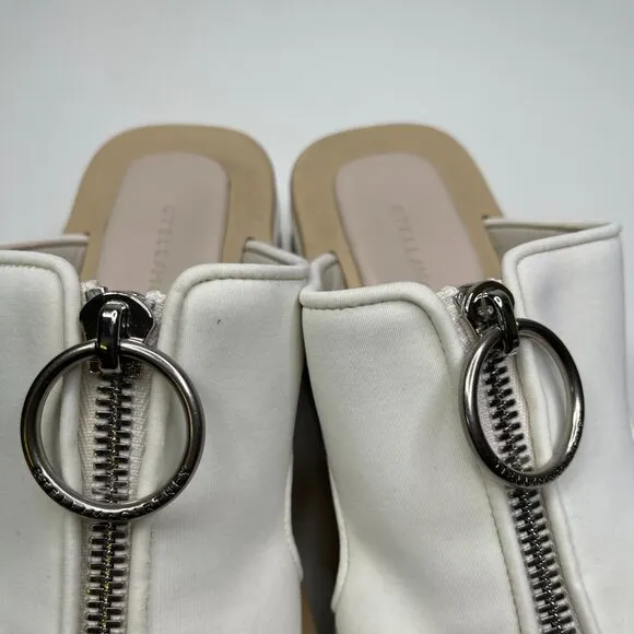 New Stella McCartney Women's White &amp; Beige Wedge Scuba Platform Slides US Size 8