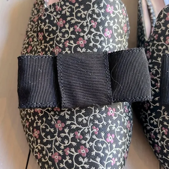 New. Tabitha Simmons Masha Bow mules in black multi Size 38.5, US 8.5