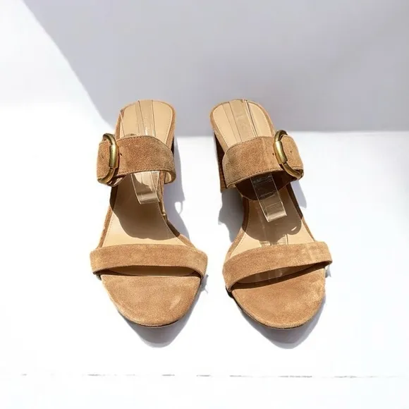 🌻NEW Veronica Beard Griddley Suede Buckle Mules Size 9
