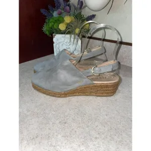 New VISCATA Rare Leather Suede Slingback Mules Gray Size 8