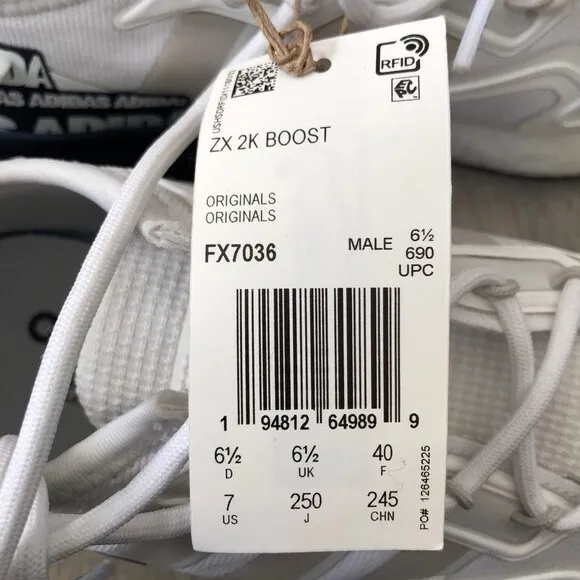 New w/ box Adidas ZX 2K Boost white Men's 7 EU 40 Women's 9