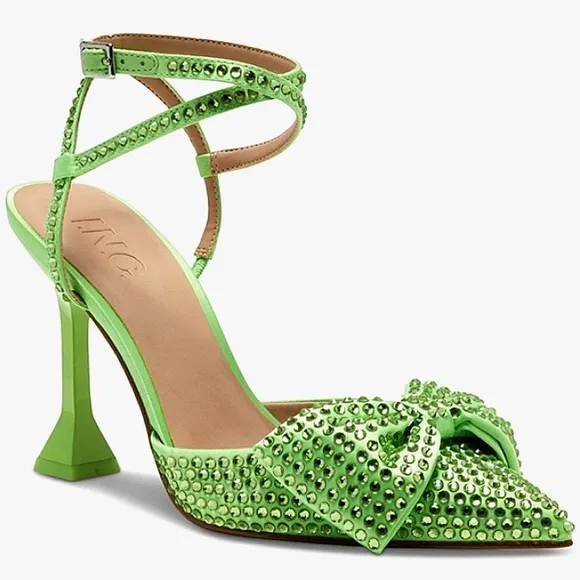 New w/Box INC International Concepts Stefia Lime Bow Rhinestone Ankle Strap Heel