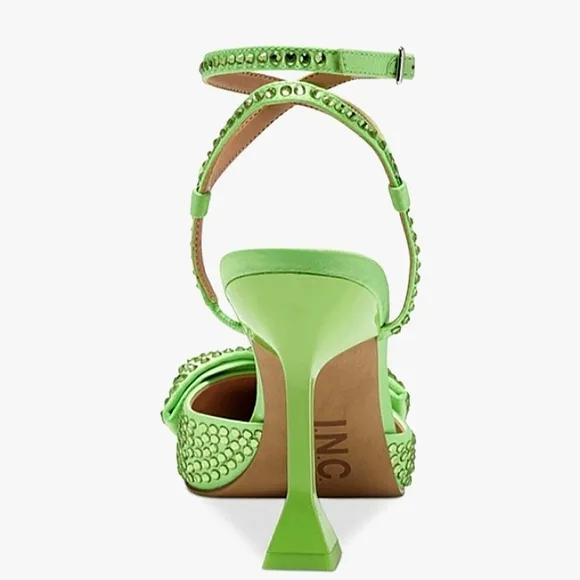 New w/Box INC International Concepts Stefia Lime Bow Rhinestone Ankle Strap Heel