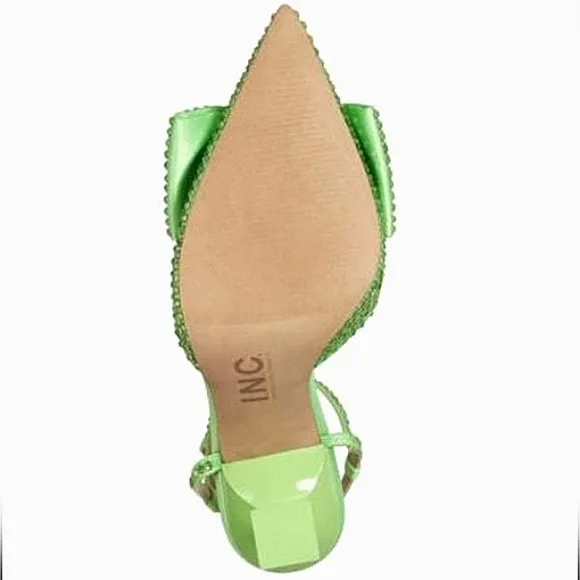 New w/Box INC International Concepts Stefia Lime Bow Rhinestone Ankle Strap Heel