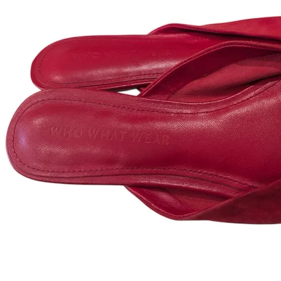 NEW Who What Wear Jane Slide Red Barbados Cherry Square Toe Slip On Mules