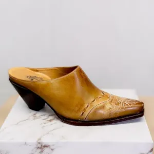 NEW Womens LUCCHESE Western Style Mule Clog Leather Shoes Handcrafted Top Slides