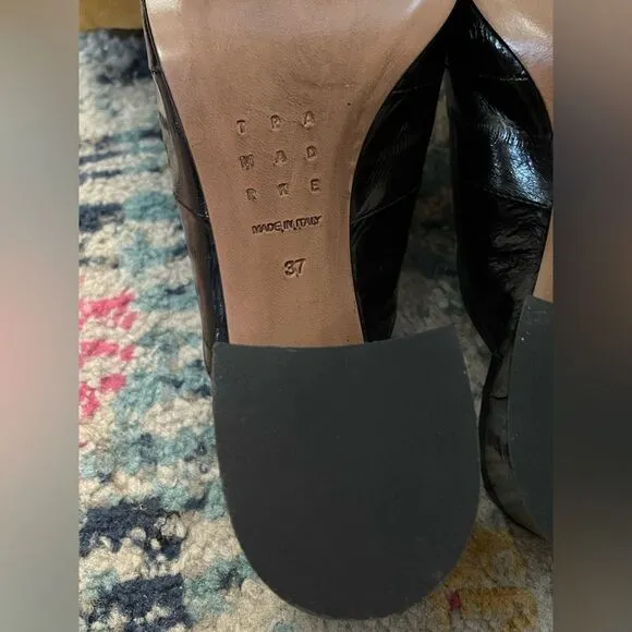 NEW Trademark Eel-skin Mules Black Size 7