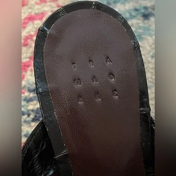 NEW Trademark Eel-skin Mules Black Size 7