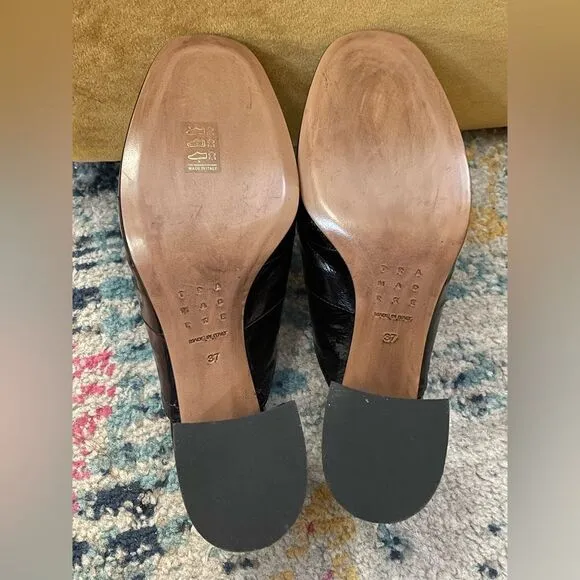 NEW Trademark Eel-skin Mules Black Size 7