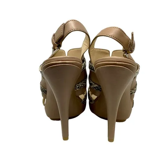 NIB Calvin Klein Gene Calf/Classic Python Print Heels in Taupe Size 7 1/2