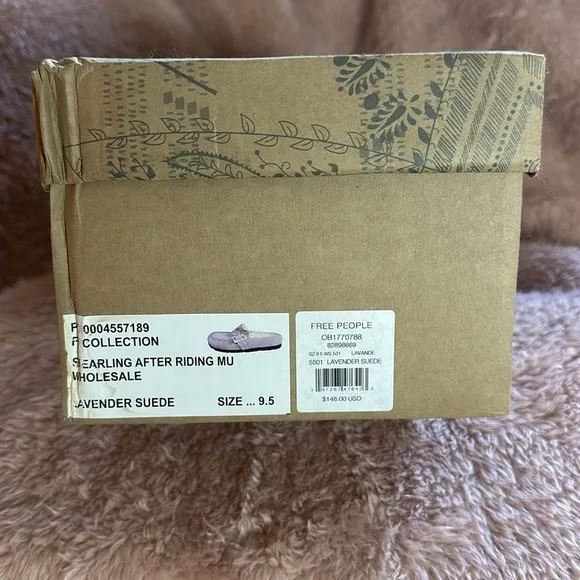 NIB FREE PEOPLE After Riding Shearling Mules Lavender Size 9.5