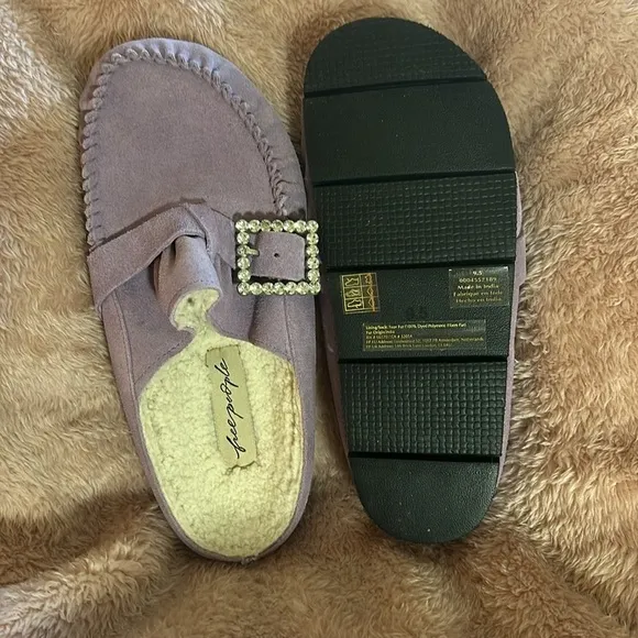 NIB FREE PEOPLE After Riding Shearling Mules Lavender Size 9.5