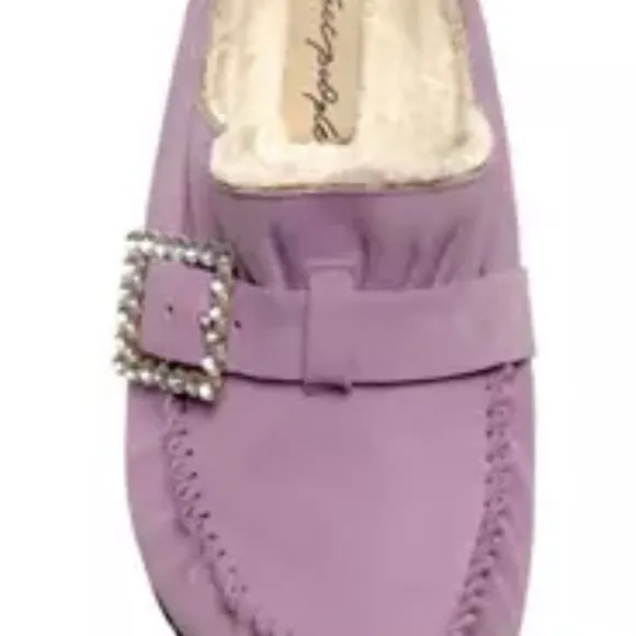 NIB FREE PEOPLE After Riding Shearling Mules Lavender Size 9.5