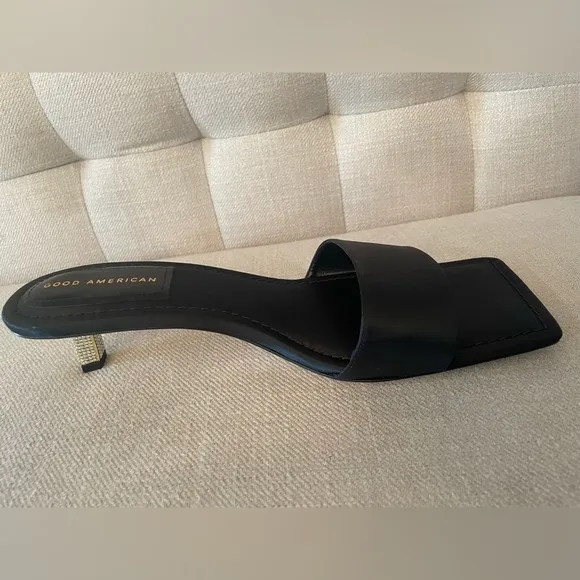 NIB Good American Kickstand Slide Sandal kitten heel size 14