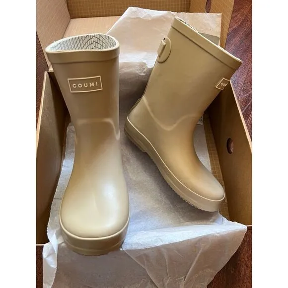 NIB Goumi Kids Dune Muddies SZ 13 Tan Neutral Toddler Rain Boots Shoes