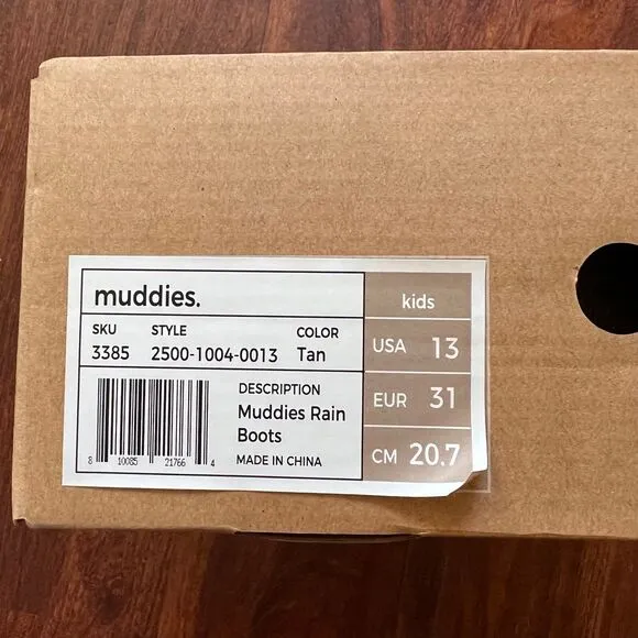 NIB Goumi Kids Dune Muddies SZ 13 Tan Neutral Toddler Rain Boots Shoes