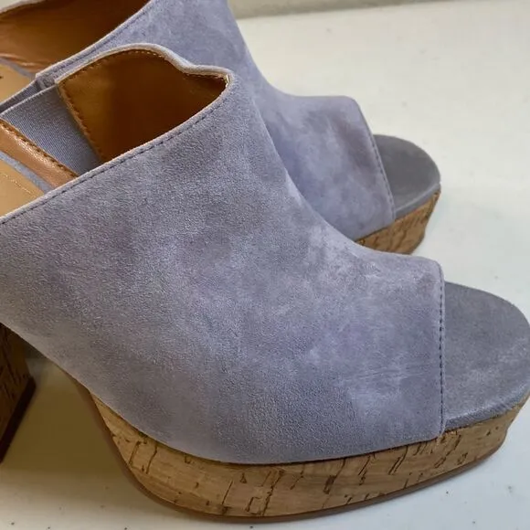 NIB Lisa Vicky Women's Joy V Lavender Kid Suede Mule Sandal Heel - Size 8