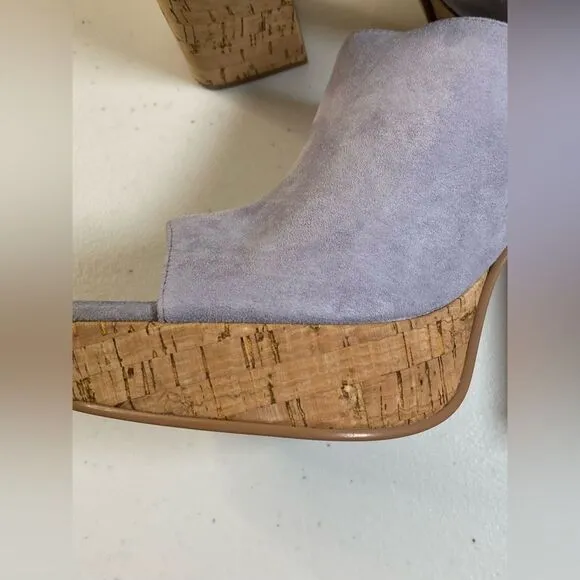 NIB Lisa Vicky Women's Joy V Lavender Kid Suede Mule Sandal Heel - Size 8